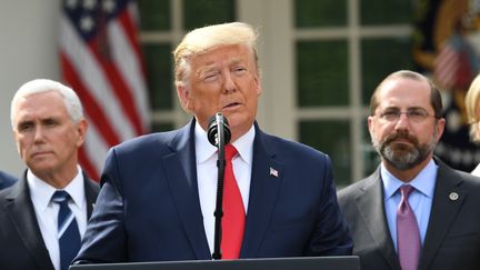 Donald Trump lors d'une conférence de presse sur le coronavirus Covid-19 à la Maison Blanche, à Washington (Etats-Unis), le 13 mars 2020.&nbsp; (SAUL LOEB / AFP)