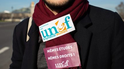 Un militant de l'Unef, le 14 février 2019, à Paris. (ALEXIS SCIARD  / MAXPPP)