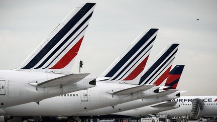 Des avions d'Air France à l'aéroport Paris Charles de Gaulle. (PHILIPPE LOPEZ / AFP)