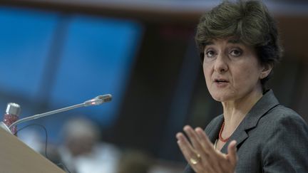 Sylvie Goulard au Parlement européen à Bruxelles, le 10 octobre 2019. (KENZO TRIBOUILLARD / AFP)