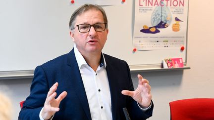 Sylvain Waserman, président de l'Ademe, l'Agence de la transition écologique, à Strasbourg, le 20 octobre 2023. (FRANCK KOBI / MAXPPP)