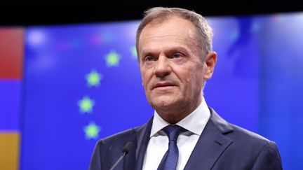 Le président du Conseil européen, Donald Tusk, lors d'une conférence de presse à Bruxelles (Belgique), le 5 mars 2019. (DURSUN AYDEMIR / ANADOLU AGENCY / AFP)