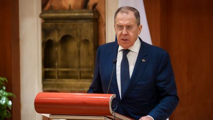 Le ministre russe des Affaires étrangères, Sergueï Lavrov, à New Delhi, en Inde, le 2 mars 2023. (HANDOUT / RUSSIAN FOREIGN MINISTRY / AFP)