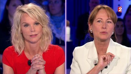 Vanessa Burggraf face à Ségolène Royal dans "On n'est pas couché", lors de l'émission diffusée le 3 juin 2017 sur France 2. (FRANCE 2)