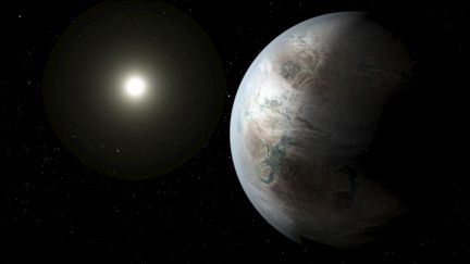 Un artiste a con&ccedil;u pour la Nasa des images de synth&egrave;se repr&eacute;sentant l'exoplan&egrave;te Kepler-452b, dont la d&eacute;couverte a &eacute;t&eacute; annonc&eacute;e le 23 juillet 2015. (NASA / REUTERS)