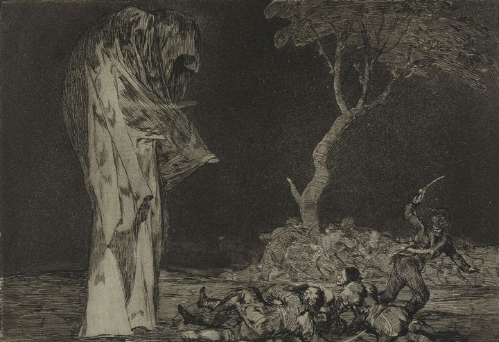 Francisco de Goya y Lucientes, Disparate de frayeur, série Les Disparates, planche 2, 1816-1823, Eau-forte, pointe sèche et aquatinte brunie sur vélin, Petit Palais, musée des Beaux-arts de la Ville de Paris (© Paris Musées / Petit Palais)