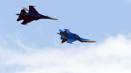 Un avion russe&nbsp;Soukho&iuml; &agrave; Saint-P&eacute;tersbourg (Russie), le 25 juin 2009. (ALEXEI DANICHEV / RIA NOVOSTI / AFP)