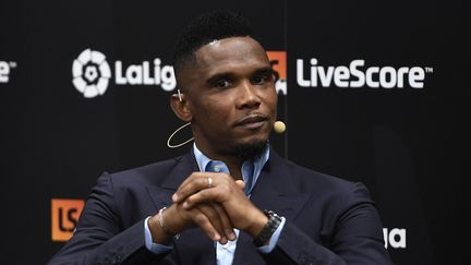 Le Camerounais Samuel Eto'o, ancien joueur du FC Barclelone et de Chelsea, devrait près d'un million d'euros au fisc espagnol. (PIERRE-PHILIPPE MARCOU / AFP)