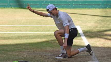 Ugo Humbert, vainqueur du tournoi d'Halle en juin 2021 (CARMEN JASPERSEN / AFP)