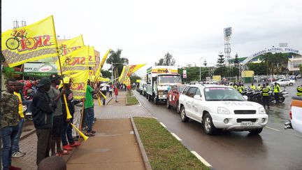 Le départ du Tour du Rwanda cycliste donné le 24 février 2019 à Kigali.&nbsp; (JEROME VAL / RADIO FRANCE)