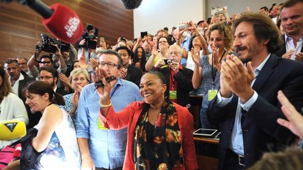 Christiane Taubira au lancement du collectif "Vive la gauche" &agrave; La Rochelle (Charente-Maritime), le 30 ao&ucirc;t 2014. (XAVIER LEOTY / AFP)