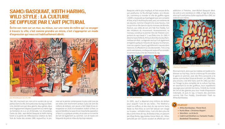 Une double page de l'ouvrage "L'Art du Rap" de Jean-Eric Perrin consacrée à l'art pictural. (EDITIONS PALETTE)