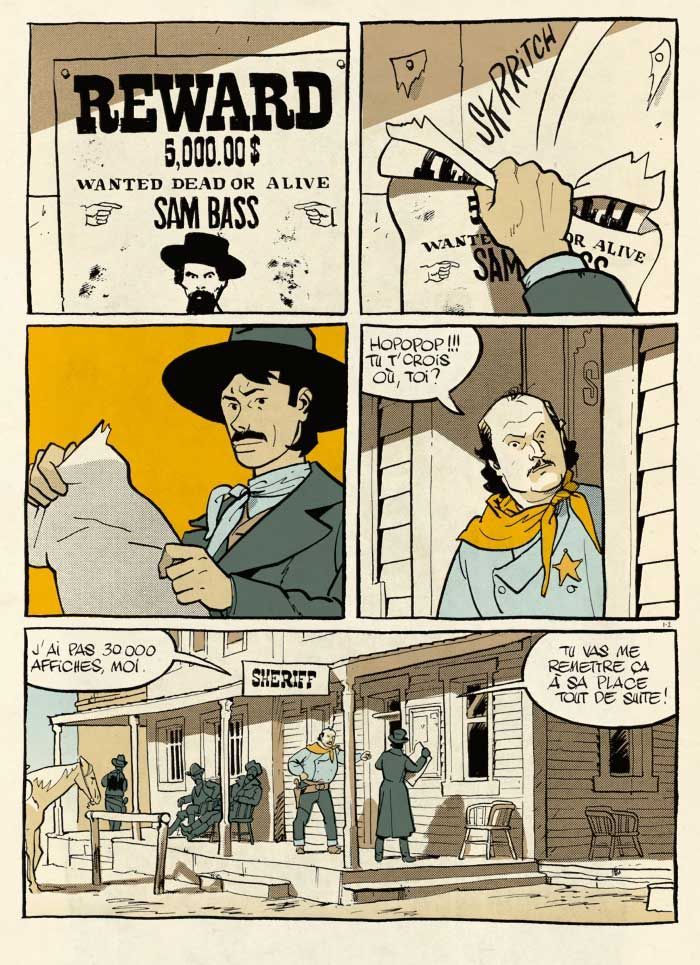 Une planche de &quot;Texas Cowboys&quot;
 (Lewis Trondheim/Mathieu Bonhomme/Editions Dupuis )