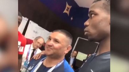 Capture d'écran d'une vidéo&nbsp;tournée&nbsp;par Paul Pogba, le 15 juillet 2018, après la victoire de l'équipe de France lors du Mondial de foot en Russie. (PAUL POGBA / INSTAGRAM)