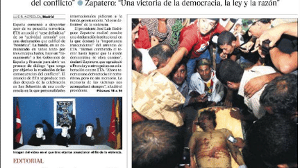 La Une d'El Pais le 21 octobre 2011. (DR)