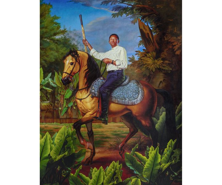 Kehinde Wiley, Portrait de Hery Rajaonarimampianina, président de la République de Madagascar (Photo Tanguy Beurdeley © Courtesy the artist and TEMPLON, Paris-Brussels-New York)