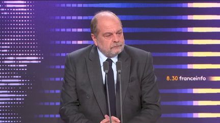 Éric Dupont-Moretti, le ministre de la Justice était l'invité du "8h30 franceinfo", vendredi 6 octobre 2023. (FRANCEINFO / RADIO FRANCE)