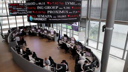 La salle des marchés Euronext à La Défense (Paris). (THOMAS SAMSON / AFP)