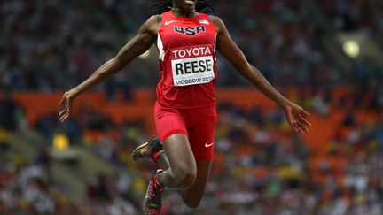 L'am&eacute;ricain Brittney Reese lors des mondiaux d'athl&eacute;isme de Moscou, le 11 ao&ucirc;t 2013. (ADRIAN DENNIS / AFP)