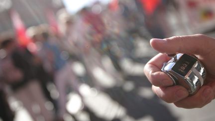 Comptage des participants &agrave; une manifestation contre la r&eacute;forme des retraites, &agrave; Nice (Alpes-Maritimes), le 29 septembre 2010. (  MAXPPP)