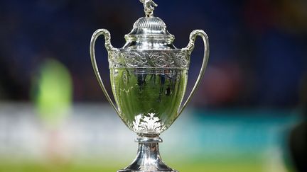 Le&nbsp;trophée de la Coupe de France de football, avant le match entre le Paris-Saint-Germain et Guingamp, en 16e de finale, au Parc des Princes, à Paris, le 24 janvier 2018.&nbsp;  (CHARLY TRIBALLEAU / AFP)