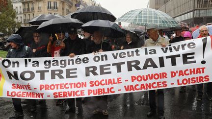 Manifestation contre la réforme des retraites à Paris, le 8 octobre 2019. (JACQUES DEMARTHON / AFP)