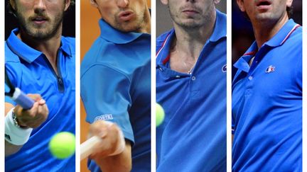 Lucas Pouille, Jérémy Chardy, Nicolas Mahut et Julien Benneteau (de gauche à droite) se retrouvent sous le maillot Bleu pour affronter la Grande-Bretagne en quarts de finale de la Coupe Davis.