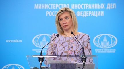 La porte-parole du ministère des Affaires étrangères russe, Maria&nbsp;Zakharova, le 22 juin 2022 à Moscou. (RUSSIAN FOREIGN MINISTRY / AFP)