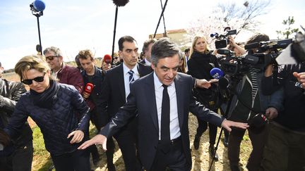 François Fillon, le 2 mars 2017, lors d'un déplacement à Nîmes (Gard). (SYLVAIN THOMAS / REA)