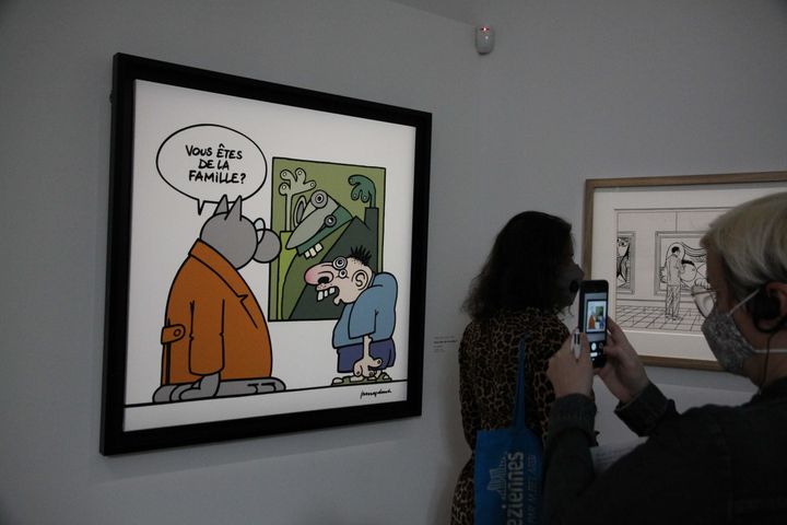 Le dessinateur belge Philippe Geluck, espiègle comme on le connaît, avec ce gag du visiteur de musée aux airs de cubisme picassien. (GINIES/SIPA)