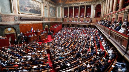 Emmanuel Macron prononce un discours devant le Parlement réuni à Versailles (Yvelines), le 9 juillet 2018. (AFP)