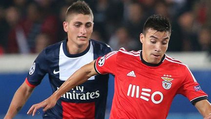 Nicolas Gaitan face à Marco Verratti lors du PSG-Benfica en septembre dernier