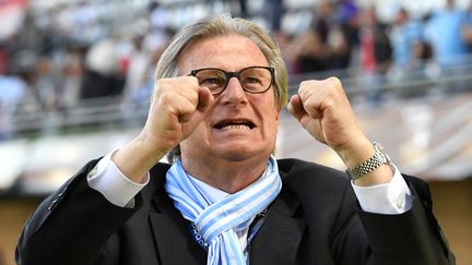 Le Président du Racing 92, lors d'une victoire de son équipe à Montpellier, le 20 mai 2017. (PASCAL GUYOT / AFP)