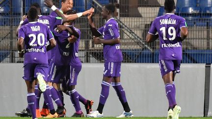 La joie des joueurs toulousains (PASCAL GUYOT / AFP)