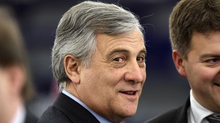 L'Italien Antonio Tajani (PPE) est le nouveau président du Parlement européen. Il a été élu mardi 17 janvier 2017 à Strasbourg. (FREDERICK FLORIN / AFP)