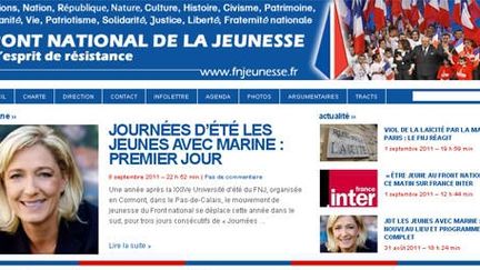 Vue de la page d'accueil du site du Front National de la Jeunesse. (FNJ)