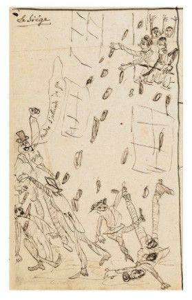 Le dessin autographe d'Arthur Rimbaud intitulé "Le Siège".
 (Sotheby&#039;s)