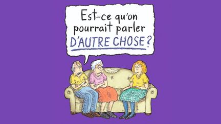 Extrait de la couverture du roman graphique "Est-ce qu'on pourrait parler d'autre chose ?" de Roz Chast, 2015 (GALLIMARD)