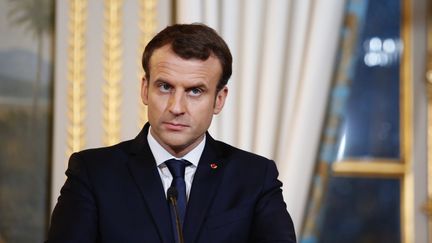 Emmanuel Macron participe à une conférence de presse, le 19 décembre 2017, à l'Elysée. (MAXPPP)