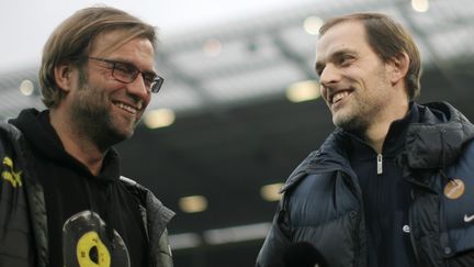 Les deux entraîneurs allemands, Thomas Tuchel et Jurgen Klopp (FREDRIK VON ERICHSEN / DPA)