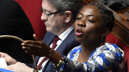 La députée La France insoumise Danièle Obono, le 10 avril 2018, à l'Assemblée nationale à Paris. (BERTRAND GUAY / AFP)