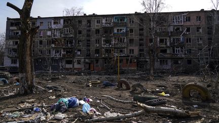 Une photo prise à Marioupol, en grande partie détruite, le 20 mars. (STRINGER / ANADOLU AGENCY)