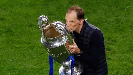 Thomas Tuchel célèbre sa victoire en&nbsp;Ligue des&nbsp;champions avec Chelsea, le 29 mai 2021 à Porto (SUSANA VERA / POOL)