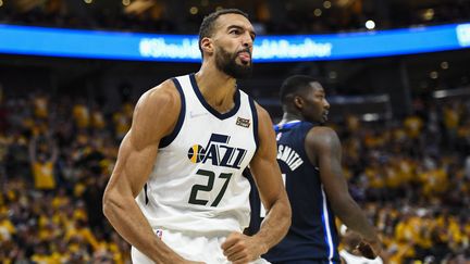 Le Français Rudy Gobert sous le maillot d'Utah, le 23 avril 2022.&nbsp; (ALEX GOODLETT / GETTY IMAGES NORTH AMERICA)