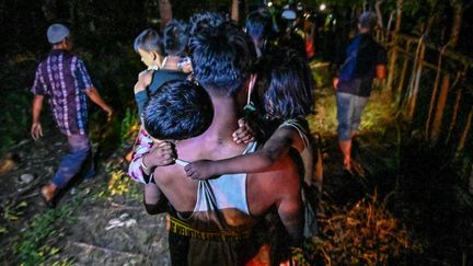 Des réfugiés rohingyas arrivés en Indonésie, le 15 novembre 2023. (CHAIDEER MAHYUDDIN / AFP)