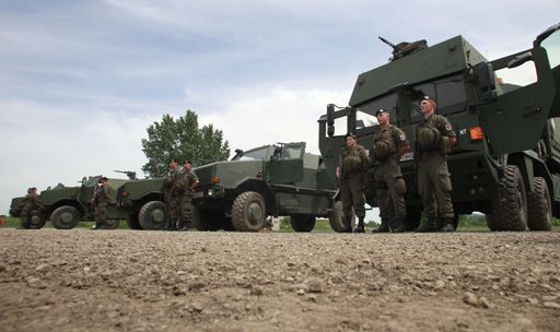 Membres de la Force d'intervention européenne le 11 mai 2012 à Mautern (Autriche) (REUTERS - Leonhard Foeger )