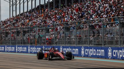 Charles Leclerc sur le tracé de Miami, le 7 mai 2022. (FLORENT GOODEN / FLORENT GOODEN via AFP)