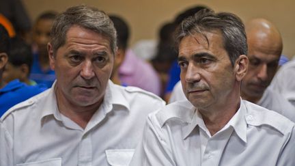 Pascal Fauret et Bruno Odos, le 4 f&eacute;vrier 2014 lors d'une audience en&nbsp;R&eacute;publique dominicaine. (ERIKA SANTELICES / AFP)