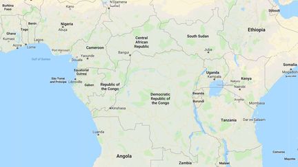 Capture d'écran de Googlemaps pointant la République démocratique du Congo où&nbsp;Quatorze Casques bleus ont été tués lors d'affrontements, le 8 décembre 2017. (GOOGLEMAPS)