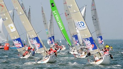 Les bateaux du Tour de France à la voile (FRANCOIS LO PRESTI / AFP)